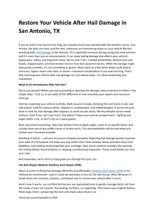 Hail Damage in San Antonio,TX