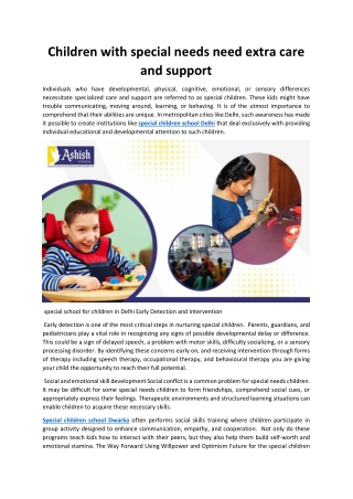 Children with special needs need extra care and support