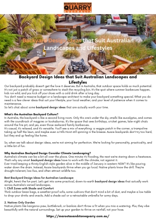 Backyard Design Ideas that Suit Australian Landscapes and Lifestyles