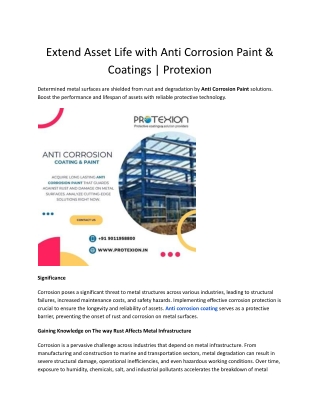 Extend Asset Life with Anti Corrosion Paint & Coatings _ Protexion