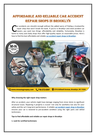 Affordable and reliable car accident repair shops in Brooklyn