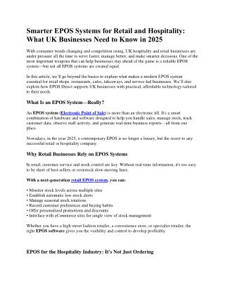 Smarter EPOS Systems for Retail and Hospitality: What UK Businesses Need to Know