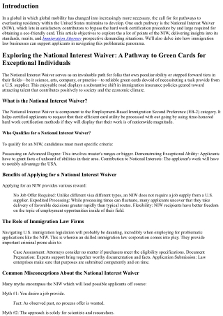 **Exploring the National Interest Waiver: A Pathway to Green Cards for Exception