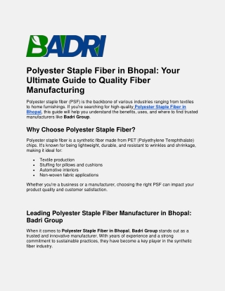 Polyester Staple Fiber in Bhopal: Badri group