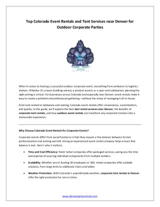 Top Colorado Event Rentals and Tent Services near Denver for Outdoor Corporate Parties