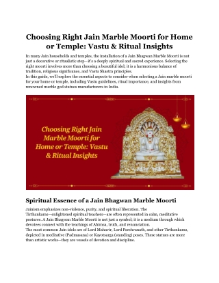 Choosing Right Jain Marble Moorti for Home or Temple_ Vastu & Ritual Insights