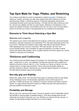 Top Gym Mats for Yoga, Pilates, and Stretching