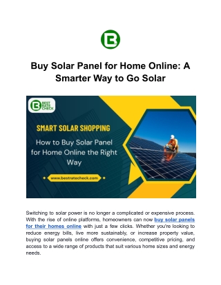 Buy Solar Panel for Home Online