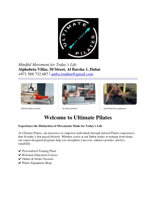 Ultimate Pilates - Best Pilates Reformer Studio Dubai