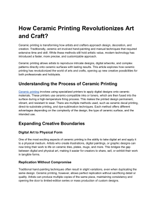 Creative Breakthroughs in Modern Ceramic Printing for Artists