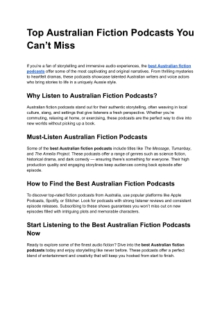 Top Australian Fiction Podcasts You Can’t Miss