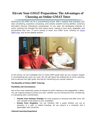 Elevate Your GMAT Preparation: The Advantages of Choosing an Online GMAT Tutor