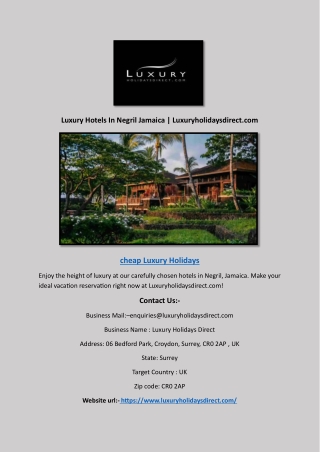 Luxury Hotels In Negril Jamaicad