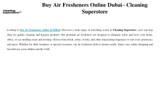 Buy Air Fresheners Online Dubai– Cleaning Superstore