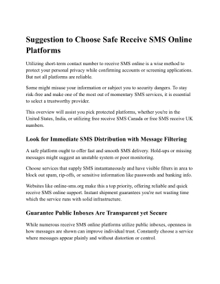 Guideline to Pick Safe Receive SMS Online Platforms