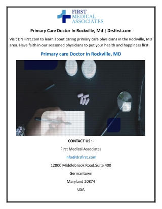 Primary Care Doctor In Rockville, Md  Drsfirst