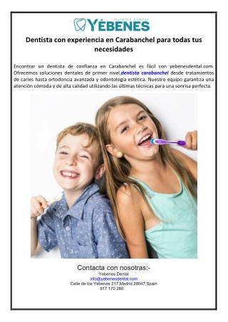 Dentista con experiencia en Carabanchel para todas tus necesidades
