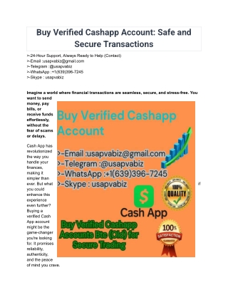 Buy Verified Cashapp Account_ Safe and Secure Transactions