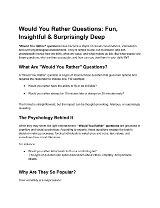 Would You Rather Questions_ Fun, Insightful & Surprisingly Deep