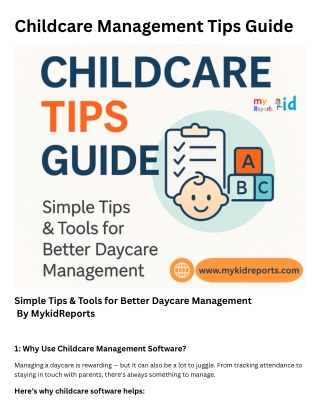 Simple Tips & Tools for Better Daycare Management By MykidReports