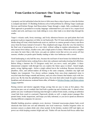 From Garden to Gourmet: One Team for Your Taupo Home 