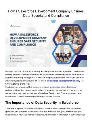How a Salesforce Development Company Ensures Data Security and Compliance