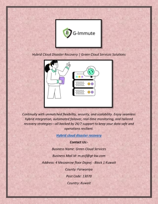 Hybrid Cloud Disaster Recovery  Green Cloud Services Solutions