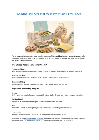 Wedding Hampers That Make Every Guest Feel Special