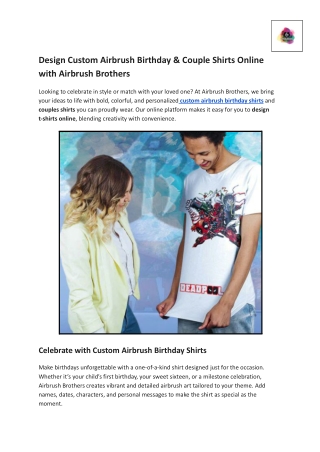 Design Custom Airbrush Birthday & Couple Shirts Online with Airbrush Brothers