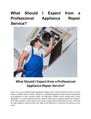 What Should I Expect from a Professional Appliance Repair Service?
