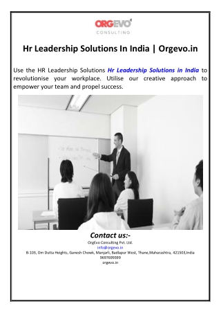 Hr Leadership Solutions In India | Orgevo.in