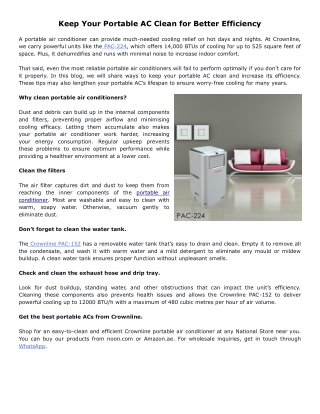 Keep Your Portable AC Clean for Better Efficiency