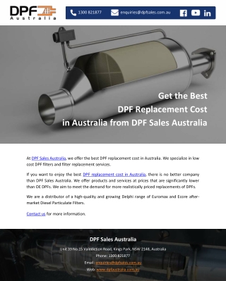 Get the Best DPF Replacement Cost in Australia from DPF Sales Australia