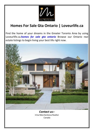 Homes For Sale Gta Ontario | Loveurlife.ca