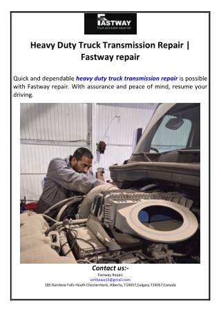 Heavy Duty Truck Transmission Repair | Fastway repair