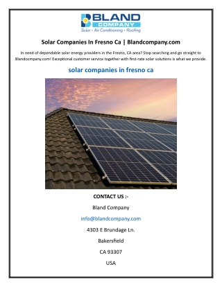 Solar Companies In Fresno Ca | Blandcompany.com