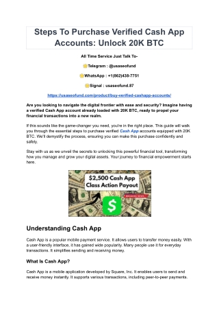 Steps To Purchase Verified Cash App Accounts_ Unlock 20K BTC