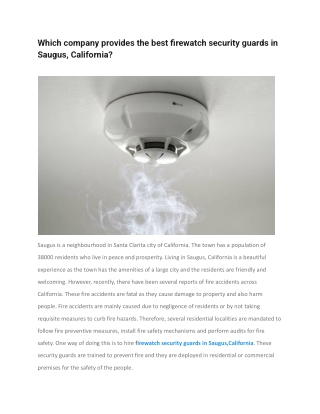 Which company provides the best firewatch security guards in Saugus, California