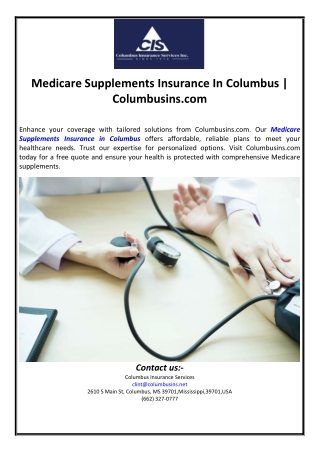 Medicare Supplements Insurance In Columbus | Columbusins.com