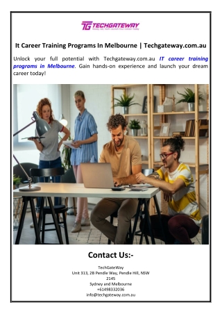 It Career Training Programs In Melbourne | Techgateway.com.au