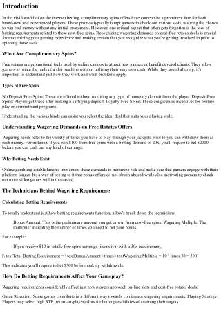 Recognizing Wagering Requirements on Free Spins Deals