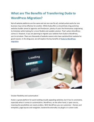 What are The Benefits of Transferring Duda to WordPress Migration