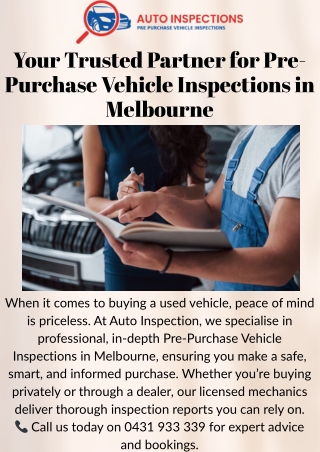 Professional Pre-Purchase Vehicle Inspections in Melbourne