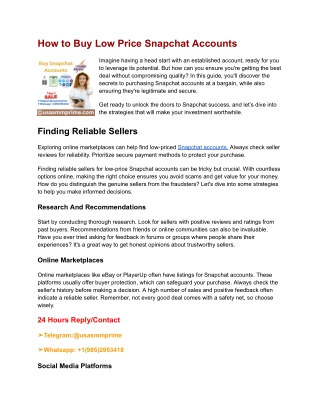 How to Buy Low Price Snapchat Accounts