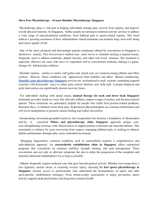 Move Free Physiotherapy – Frozen Shoulder Physiotherapy Singapore