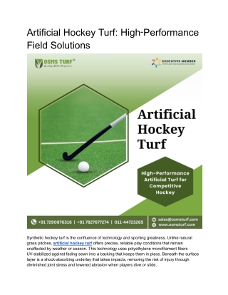 Artificial Hockey Turf High‑Performance Field Solutions