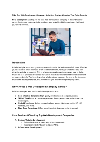 Title_ Top Web Development Company in India – Custom Websites That Drive Results