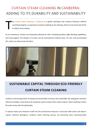 Curtain Steam Cleaning in Canberra - Adding to Its Durability and Sustainability