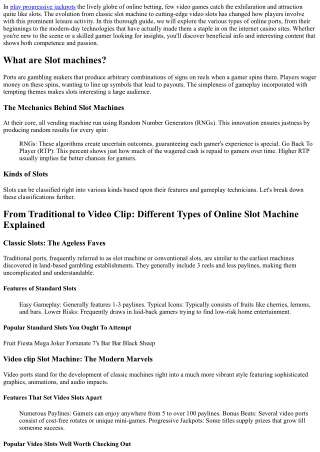 From Classic to Video:  Various  Sorts Of Online  Pokies Explained