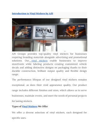 vinylstickers SERVICES